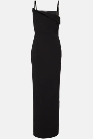 Roland Mouret Abito lungo in crêpe con cristalli