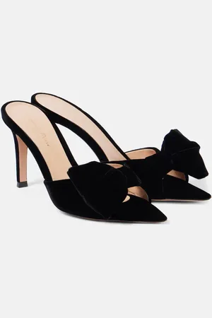 Gianvito Rossi Mules 85 in velluto con fiocco