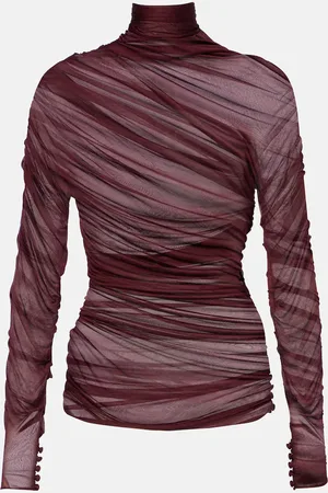 Saint Laurent Top in jersey con ruches