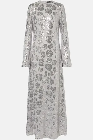ROTATE Abito lungo in chiffon con paillettes