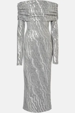 ROTATE Abito midi in jersey con paillettes