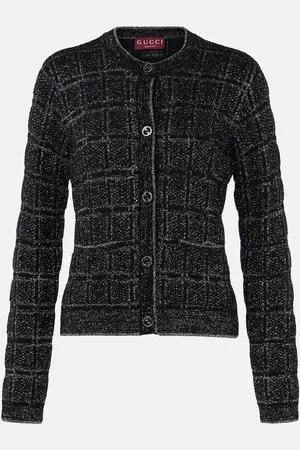 Gucci Cardigan in misto lana a quadri con lamé