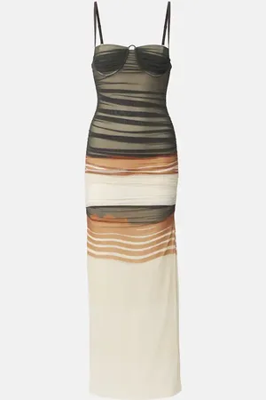 SIR Abito midi Breeze in mesh a righe