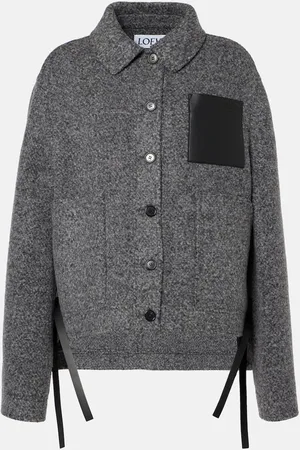 Loewe Giacca Workwear in misto lana con pelle