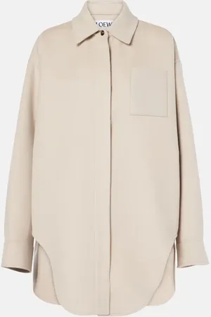 Loewe Camicia in lana e cashmere con pelle