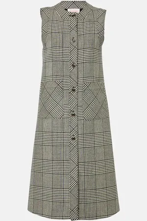 VALENTINO Abito midi in lana vergine pied-de-poule