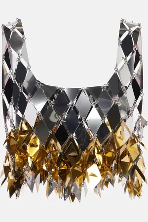Paco rabanne Top cropped con applicazioni metalliche