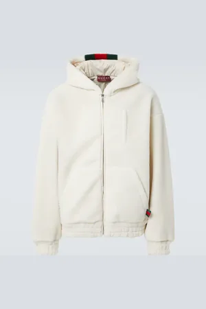 Gucci Felpa Web Stripe in misto lana con cappuccio e zip