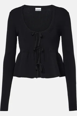 Ganni Top in maglia a coste con volant