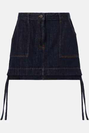 Loewe Minigonna Anagram di jeans con pelle
