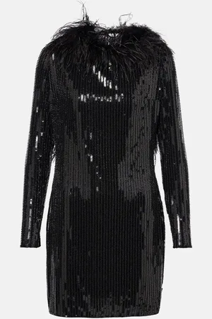 Ilkyaz Ozel Abito corto Juises con paillettes e piume