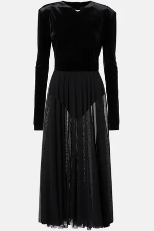 Norma Kamali Abito midi Velvet in velluto e mesh