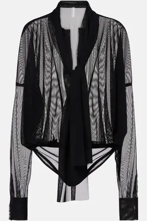 Norma Kamali Body in mesh con fiocco