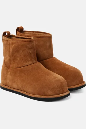 Amina Muaddi Stivaletti Heidi in suede e shearling