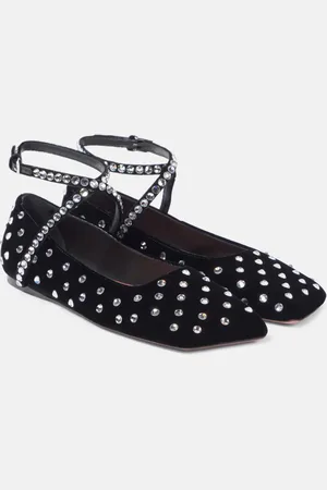 Amina Muaddi Ballerine Ane Crystal in velluto