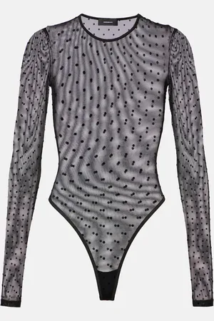 WARDROBE.NYC Body in mesh trasparente a pois