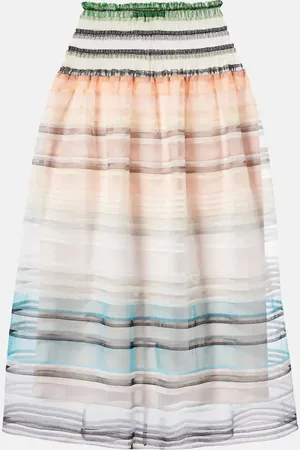 SUSAN FANG Gonna midi in tulle a righe