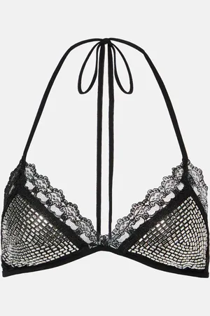The Attico Bralette con pizzo e cristalli