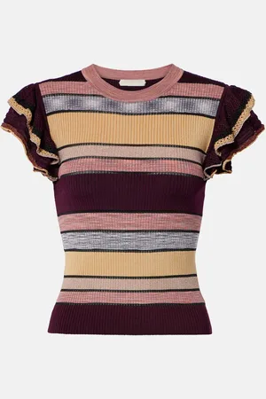 ULLA JOHNSON Top Cecile a righe con volant