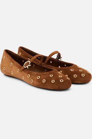 Gianvito Rossi Ballerine Mary Jane in suede con borchie