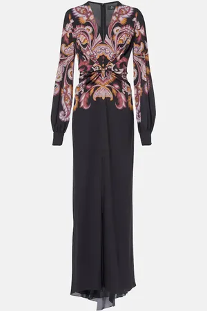Etro Abito lungo in sablé con stampa paisley