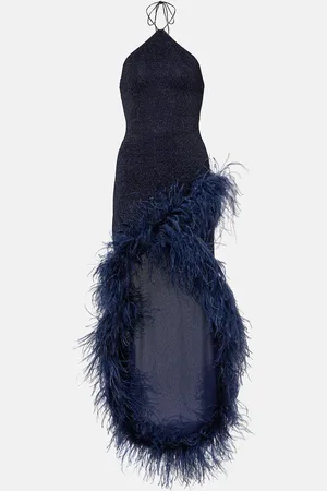 Oseree Oséree Abito lungo Lumière Plumage con piume