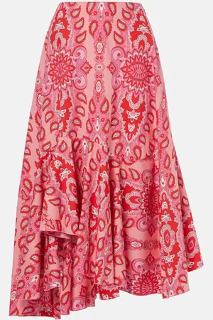 Etro Gonna midi asimmetrica in cotone con stampa paisley