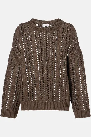 Brunello Cucinelli Pullover in misto cotone e iuta