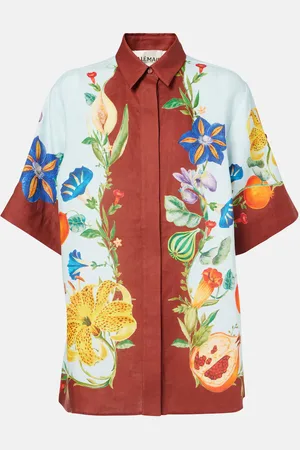 ALÉMAIS Alémais Camicia Dahlia in lino con stampa floreale