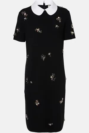 Tory Burch Abito midi in misto lana con cristalli