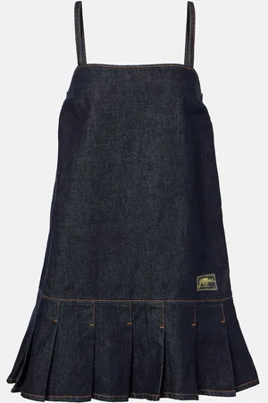Ganni Abito corto di jeans a pieghe