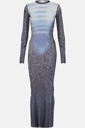 Jean Paul Gaultier Abito lungo La Male in mesh con stampa