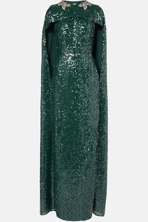 Erdem Abito lungo in georgette con paillettes