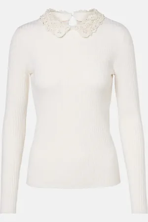 Carolina Herrera Top in maglia di lana a coste