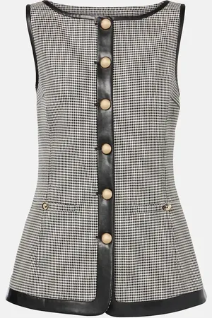 Simkhai Gilet Cressida a quadri con similpelle