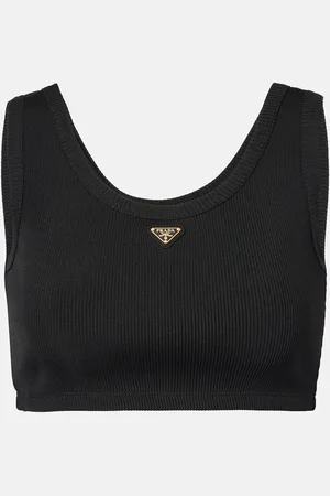 Prada Top cropped in jersey a coste