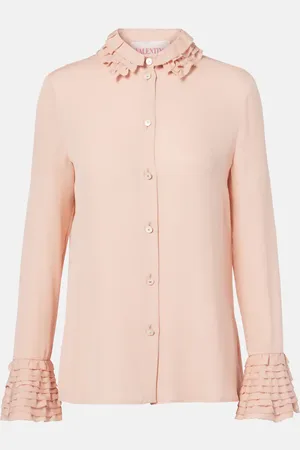 VALENTINO Camicia in georgette di seta con volant