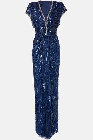 Jenny Packham Abito lungo con paillettes e cristalli
