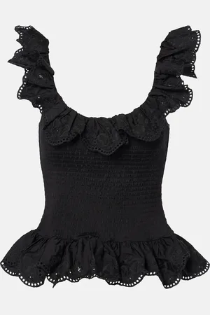 SUSAN FANG Top in cotone con peplum e volant