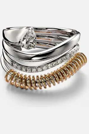 Rainbow K Anello Versus Pear in 18kt con diamanti