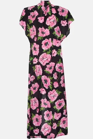 Stella McCartney Abito lungo in seta con stampa floreale