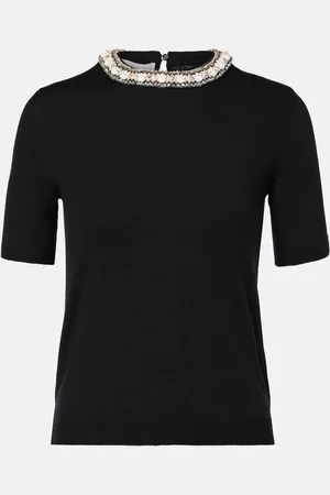 VALENTINO Top in lana vergine con cristalli