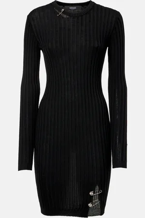VERSACE Abito corto Safety Pin in maglia a coste