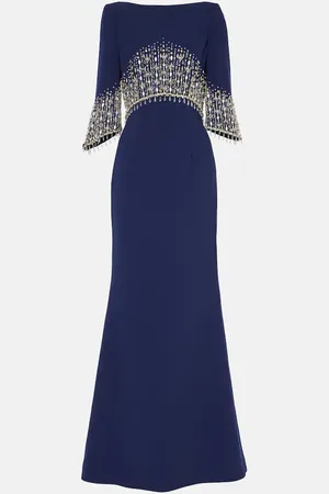 Jenny Packham Abito lungo Electra in crêpe