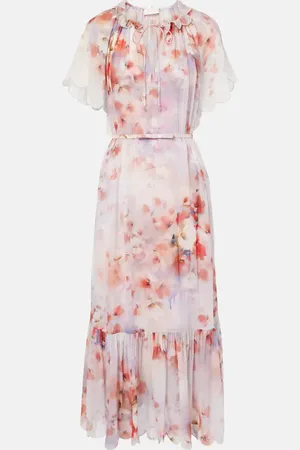 ZIMMERMANN Abito midi Crush con stampa e cintura