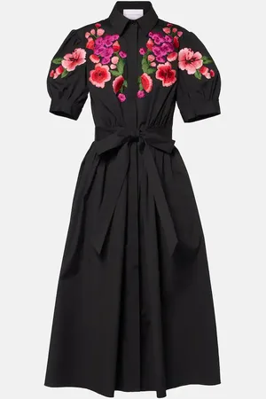 Carolina Herrera Abito chemisier in misto cotone con ricamo