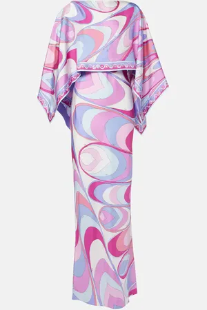 Puccini Abito lungo in twill di seta con stampa