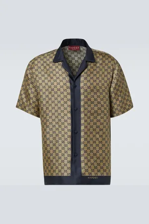 Gucci Camicia GG in seta con stampa