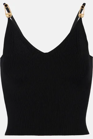 VERSACE Top Safety Pin in maglia a coste