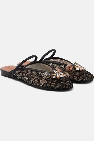 ZIMMERMANN Mules Pixie in pizzo con pelle e cristalli